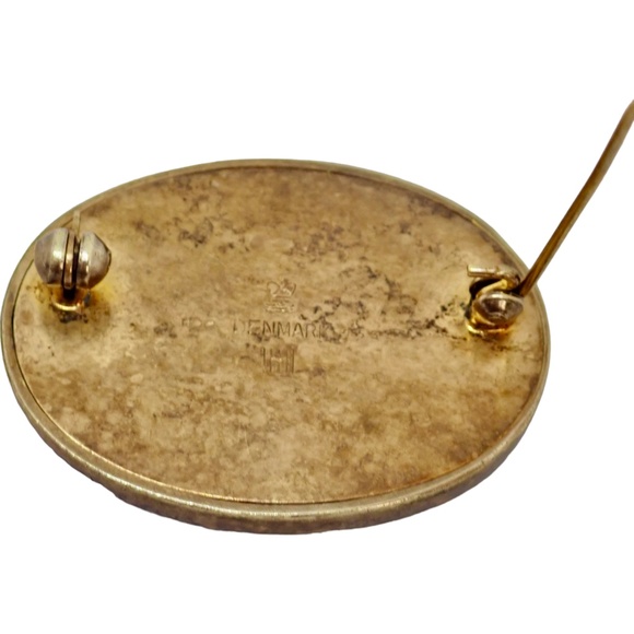 Hans Hansen Signed Denmark 985 GOLD 14K Enamel Flower Brooch Pin Golden 13 grams - Picture 10 of 15